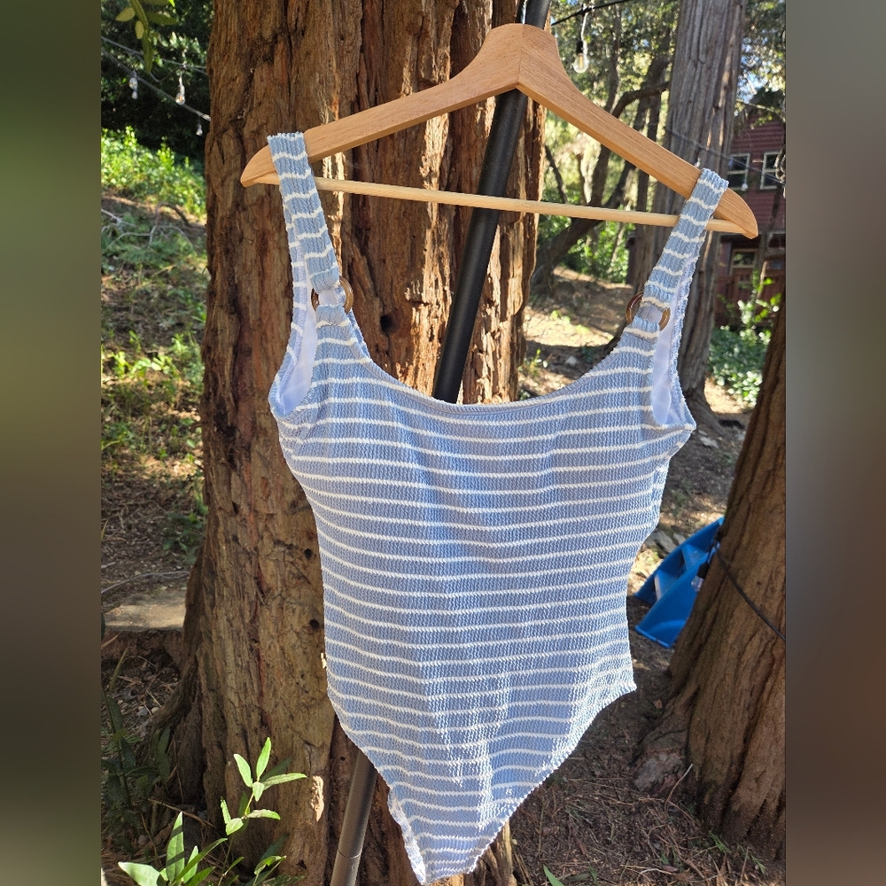 California Waves Light‎ Blue and White One Piece Bathingsuit